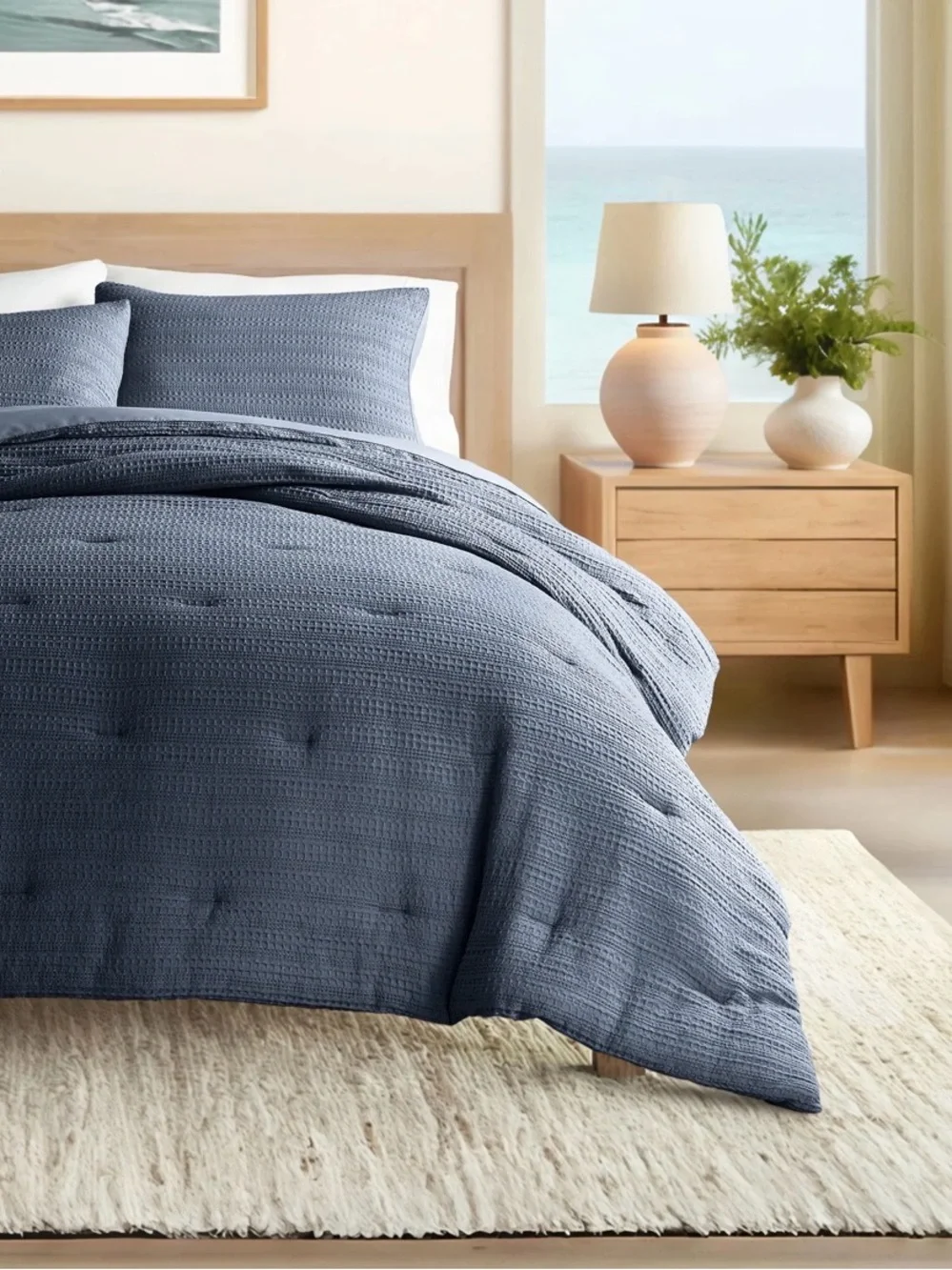 Ienjoy home collection textured waffle comforter size twin and xl twin
